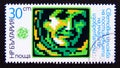 Postage stamp Bulgaria, 1985. Computer image of a Cosmonaut