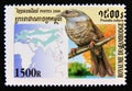 Postage stamp Cambodia 2000. Alpine Accentor Prunella collaris bird Royalty Free Stock Photo