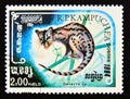 Postage stamp Cambodia, 1984. Genet cat Genetta tigrina Royalty Free Stock Photo