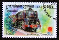 Postage stamp Cambodia 2001. Locomotive 4-8-2 steam Locomotive