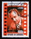 Postage stamp Cambodia, 2001. Melvyn Douglas portrait