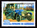 Postage stamp Cambodia 2000. Old Rover 1912 vintage car