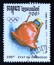 Postage stamp Cambodia 1991, Olympic Games bobsled