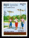 Postage stamp Cambodia 1988. Traditional Trott Dance Culture of the Khmer