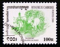 Postage stamp Cambodia, 2000. Transporting Seedlings