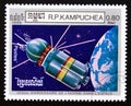 Postage stamp cambodia, 1986, Vostok satellite spaceship