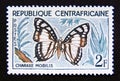 Postage stamp Central African Republic, 1961. Noble White Charaxes Charaxes nobilis butterfly