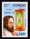 Postage stamp Congo Republic Brazzaville, 1992. Alonso de ojeda portrait Royalty Free Stock Photo