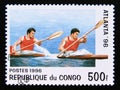 Postage stamp Congo Republic Brazzaville, 1996. Kayak sprint