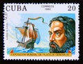 Postage stamp Cuba 1992. Alonso de Ojeda Explorer Royalty Free Stock Photo
