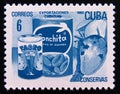 Postage stamp Cuba 1982. Canned fruits