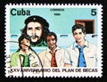 Postage stamp Cuba 1986. Che Guevara, students