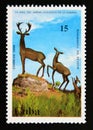 Postage stamp Cuba, 1994. Deer, bronze statue Havana zoo