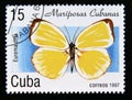 Postage stamp Cuba, 1997. Dina Yellow Eurema dina butterfly Royalty Free Stock Photo