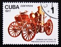 Postage stamp Cuba, 1977, Steam pump engine 1894