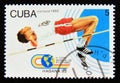 Postage stamp Cuba 1992. High Jump athlete Royalty Free Stock Photo