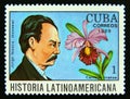 Postage stamp Cuba 1989. Jorge Isaacs, Christmas Orchid Cattleya trianae flower