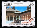 Postage stamp Cuba 1992. Patio, fountain of lions