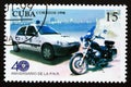 Postage stamp Cuba, 1999, Police car and motorcycle