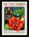 Postage stamp Cuba 1989. Rose flowers and Perfume