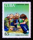 Postage stamp Cuba 2002. Scouting Starting fire Royalty Free Stock Photo