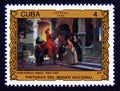 Postage stamp Cuba 1986. Sed, Jean-Georges Vibert painting