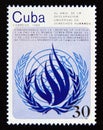 Postage stamp Cuba 1988. Unesco Human Rights symbol