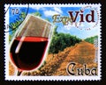 Postage stamp Cuba 2002. Wine glass and vineyard