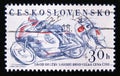 Postage stamp Czechoslovakia, 1961. Motorbikes road racing