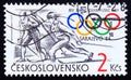 Postage stamp Czechoslovakia 1984, Olympic games cross country skiing