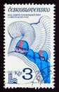 Postage stamp Czechoslovakia 1980, Olympic games four man bobsled