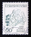 Postage stamp Czechoslovakia, 1963. Woman reading to children