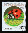 Postage stamp Congo Democratic Republic Brazzaville, 1994. Ladybug Coccinellidae