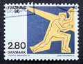 Postage stamp Denmark, 1986. Refugee Aid, Man fleeing