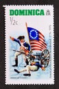 Unused post stamp printed in Dominica 1976 confederate flag, soldiers