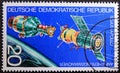 Post stamp printed in the former DDR Soyus Apollo joint flight