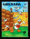 Postage stamp Grenada 1988. Donald Duck releasing doves Royalty Free Stock Photo