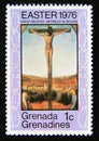 Postage stamp Grenada Grenadines, 1976. Christ crucified, painting by Messina Royalty Free Stock Photo