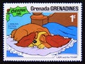 Postage stamp Grenada Grenadines 1981. Lady sleeping Royalty Free Stock Photo