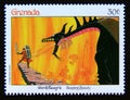 Postage stamp Grenada 1987. Prince Phillip with the dragon