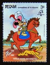 Postage stamp Grenadines of Saint Vincent Bequia 1989. Minnie Mouse as Marie Antoinette and Pluto