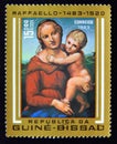 Postage stamp Guinea Bissau, 1983. Small Cowper Madonna painting Royalty Free Stock Photo