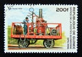 Postage stamp Guinea 1996. Tom Thumb 1829 locomotive Royalty Free Stock Photo