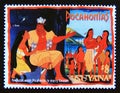 Postage stamp Guyana 1995. Powhatan wants Pocahontas to marry Kocoum Royalty Free Stock Photo