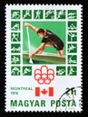 Postage stamp Hungary, 1976. Canoeing Summer Olympic Games 1976 Montreal Royalty Free Stock Photo