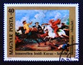 Postage stamp Hungary 1976. Kuruc Labanc Battle painting Royalty Free Stock Photo