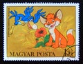 Postage stamp Hungary, Magyar, 1982. Fox and a bird fairy tale