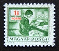 Postage stamp Hungary, Magyar 1973. Keypunch operator Royalty Free Stock Photo