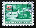 Postage stamp Hungary, Magyar 1973. Mail plane and truck