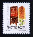 Postage stamp Hungary, Magyar 1990. Old antique Mailbox